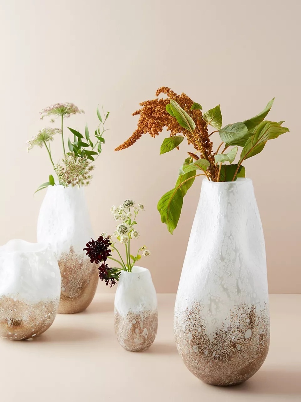 Anthropologie Snow Capped Textured Glass Vase 6.5”